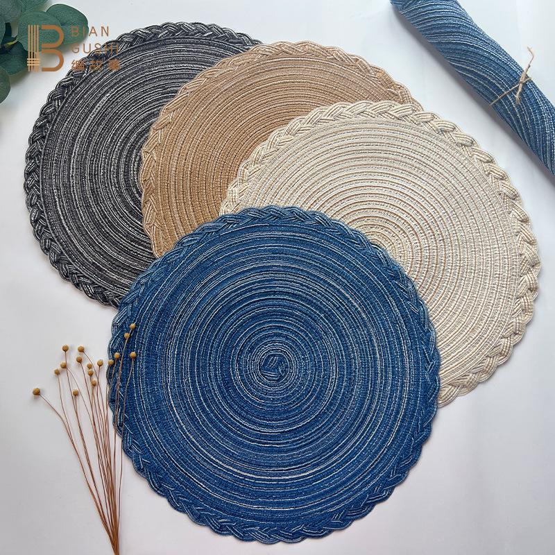Nordic Round Cotton Yarn Placemat Lace Heat-Resistant Coaster for Daily Use