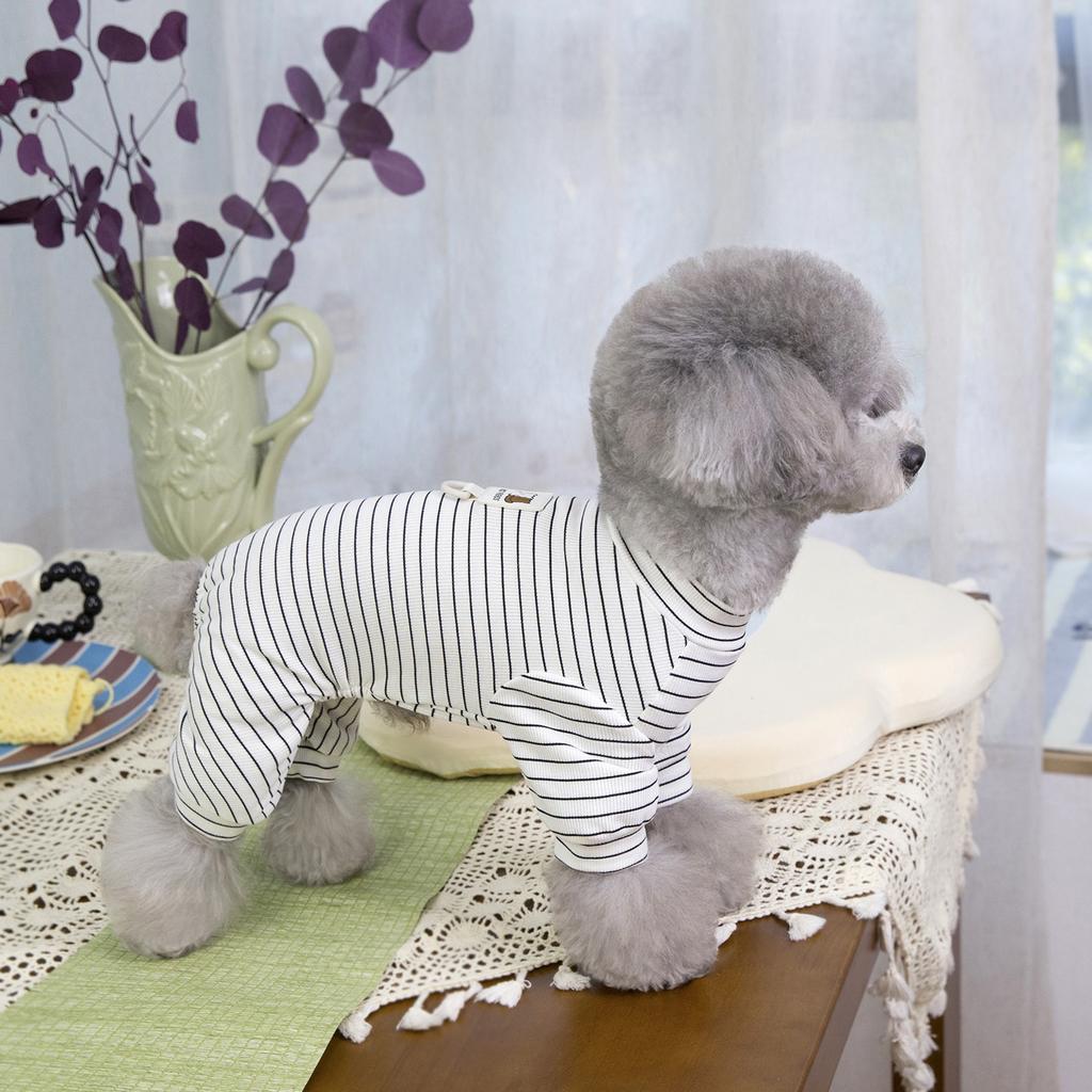 Dog Clothes Korean Striped Four-legged Loungewear Driver Universal Teddy Bear Spring and Autumn Pet Clothes