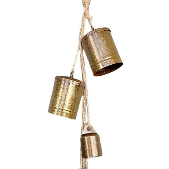 Rustic Christmas Bells Metal Tibetan Inspired Bells Decorative Cow Bells with 4 Bells on Hanging Rope for Home Door Mantel Decor