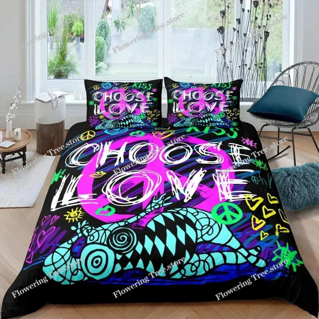 3D Printed Peace Symbol Bedding Set Duvet Cover Bedroom Comforter Covers Single Twin King Size Quilt Cover Home Textile