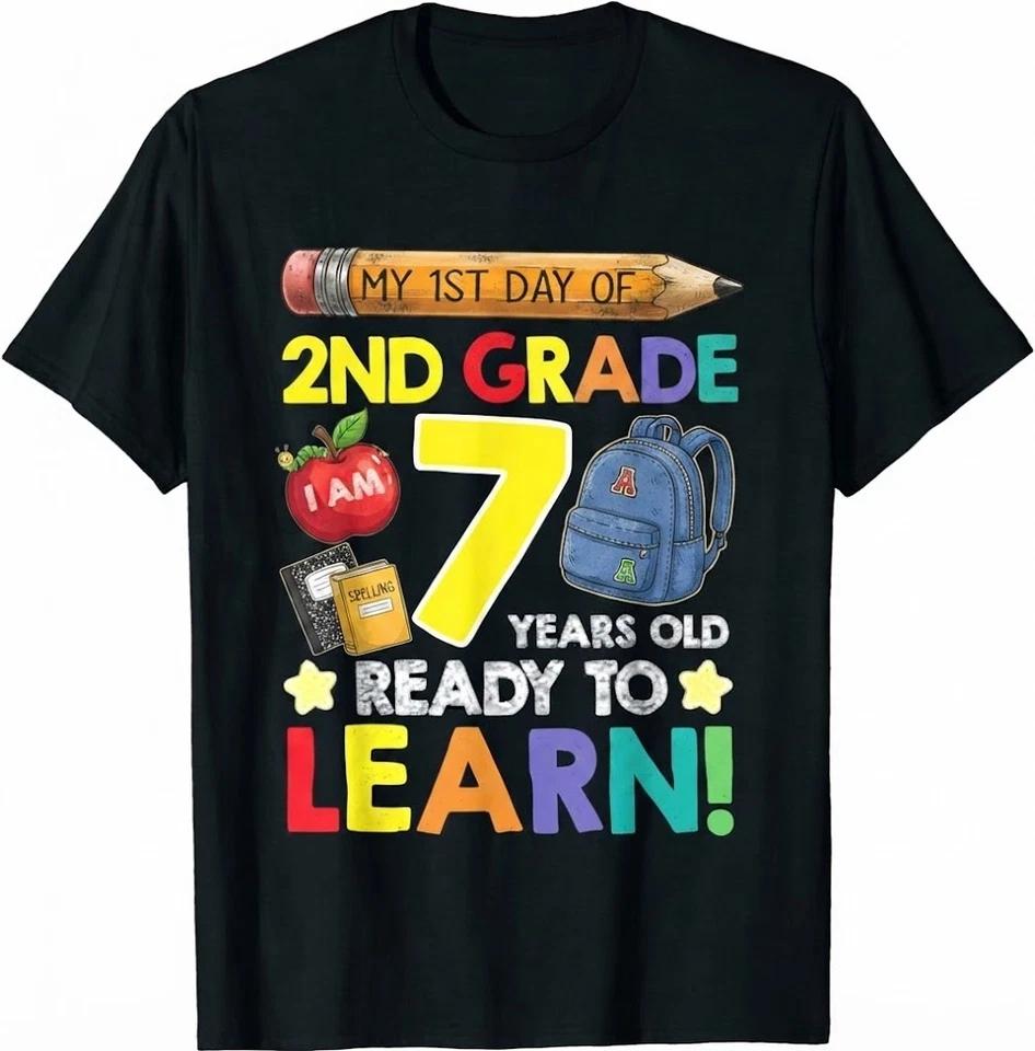 Back To School 2nd Grade Shirt, 7 Years Old Gift, First Day Of School Tee M