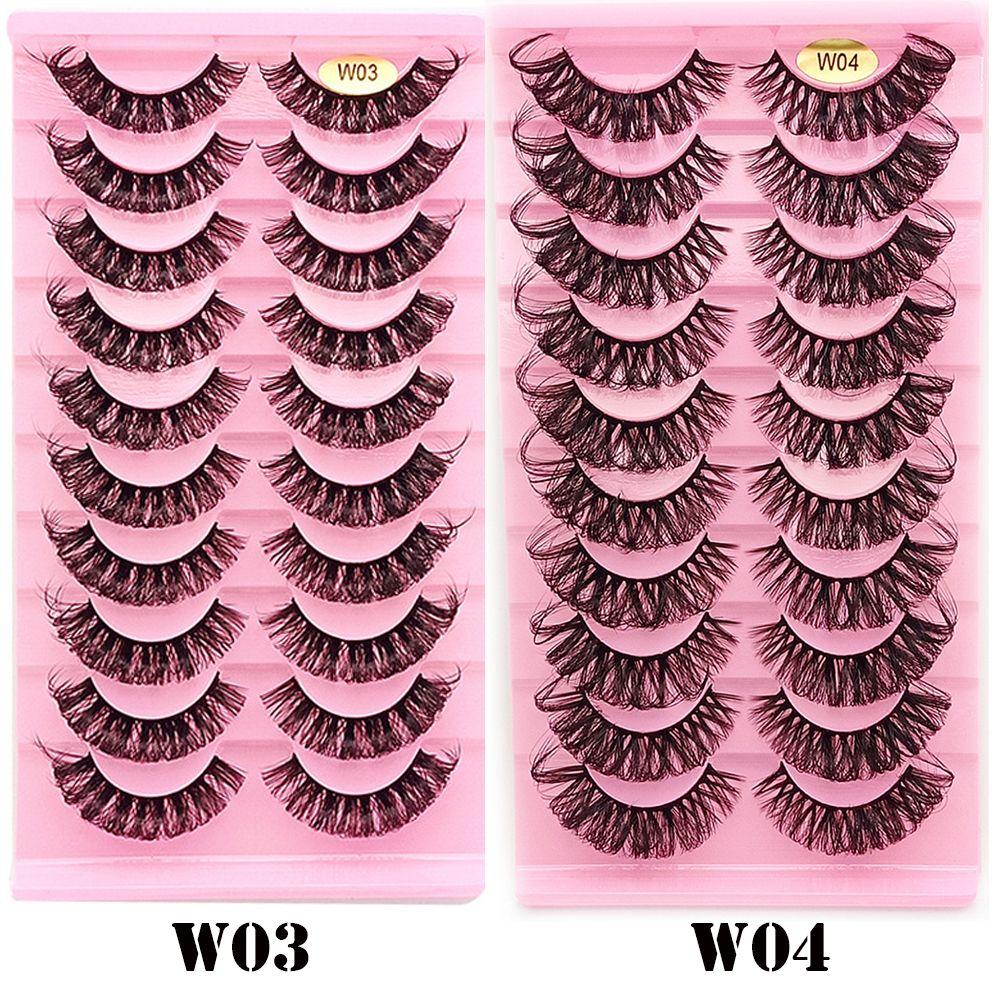 10 Pairs Eye Lashes Natural Long Wispy Volume False Eyelashes Russia Volume Faux Mink DD Curl