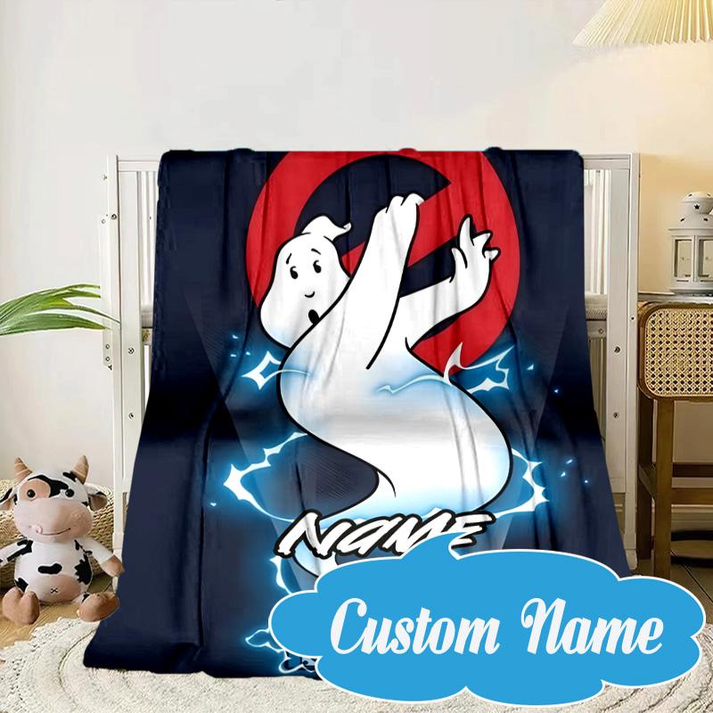 Custom Name Ghost-busters Logo Blanket Bed Sofa Blanket Flannel Blanket for Camping, Hiking, Picnic Essentials,gift for Fan Family