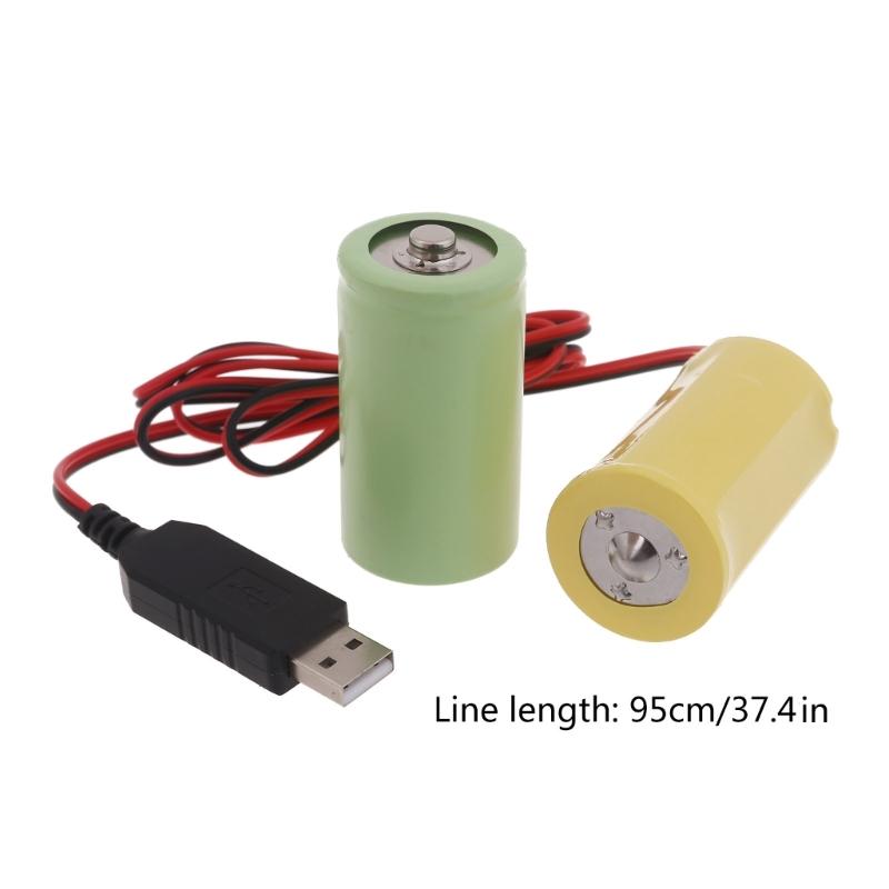 Universal LR20 D Battery Eliminators USB Powered Cable Replace 2Pcs 1.5V D Size Battery for Toy Controllers Flashlight