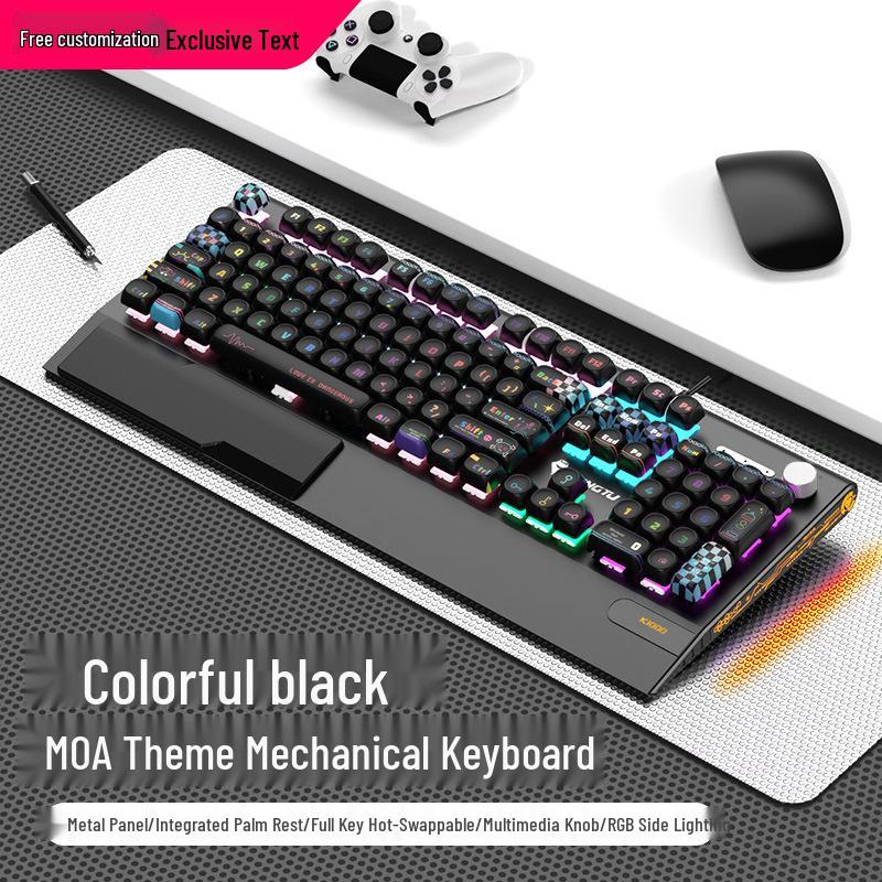 Langtu K1000MOA Mechanical Gaming Keyboard - Wired 104-Key Blue Switch, PBT Keys, for Esports & Office.