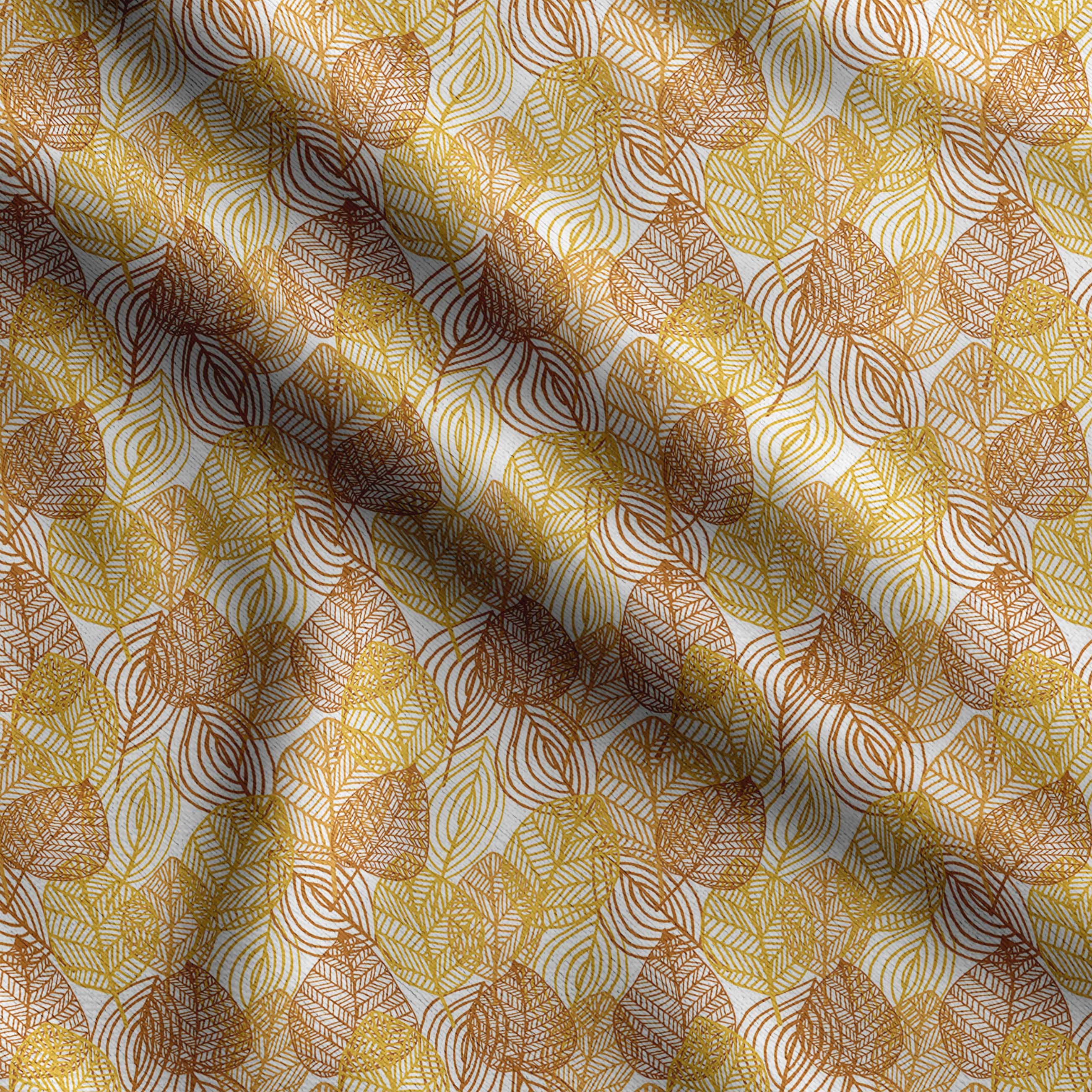 

Soimoi Leaves Print, бавовняний кембрік, стьобальна тканина, продана The Yard шириною 42 дюйми, бавовняна тканина середньої щільності, 42 Inch Wide - Cotton Cambric жовтий