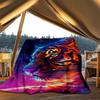 1pc Tiger Art Print Outdoor Blanket, Lightweight Polyester,