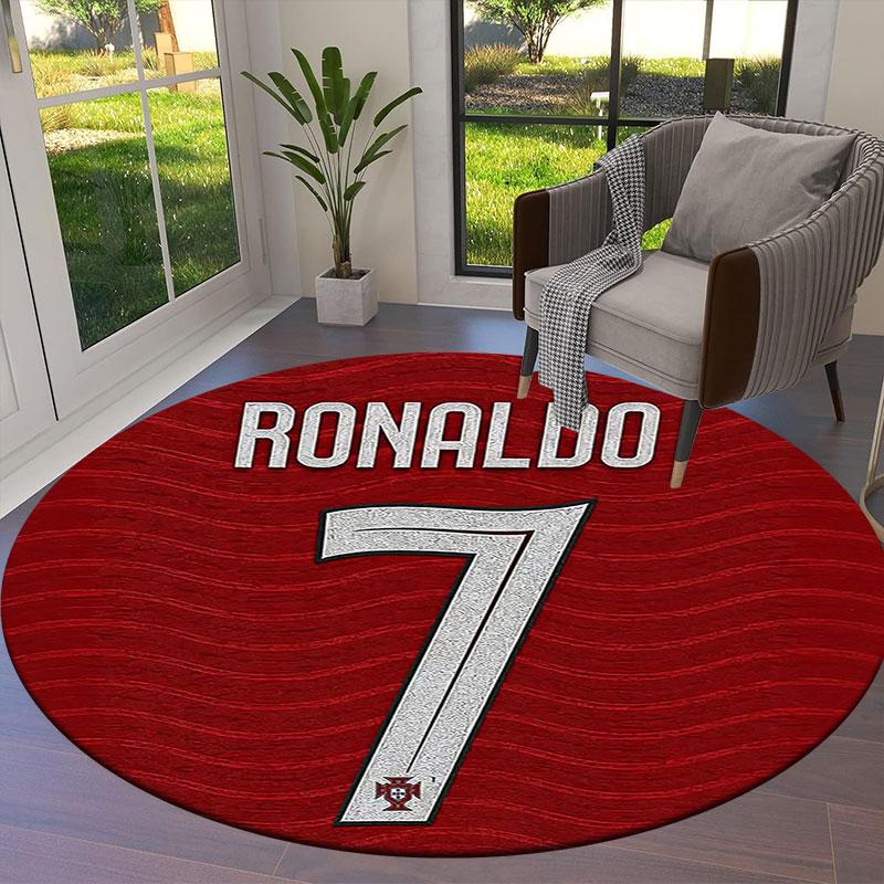 CR7 Cristiano Ronaldo Round Area Rug,Carpet Rug for Living Room Bedroom Sofa Playroom Decor,Non-slip Floor Mat