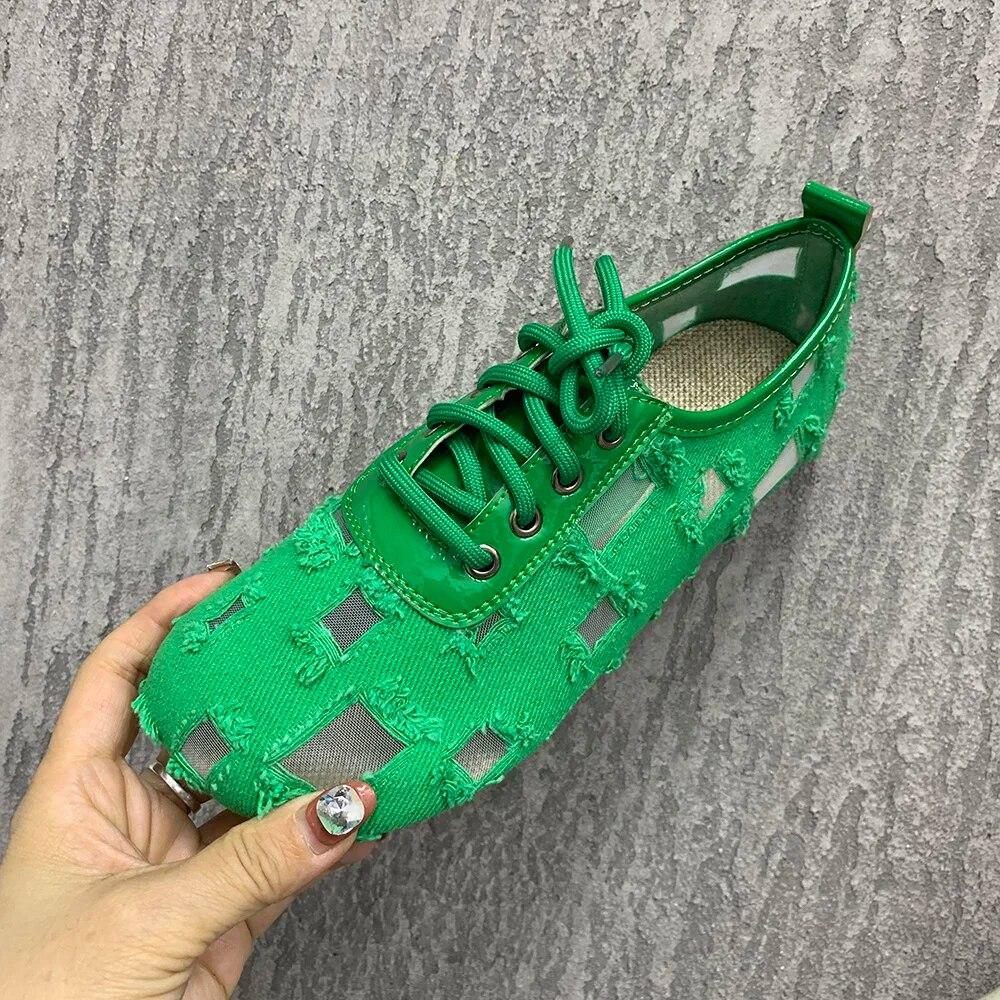 Sommer Damesko Pustende Casual Flats Sko Plus Size Snøresko Designere Sko