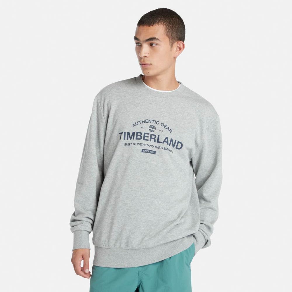 Timberland Workwear Label Loopback Crew Neck Sweatshirt, Men's, Medium Grey Heather, XS, TB0A2PRK0521