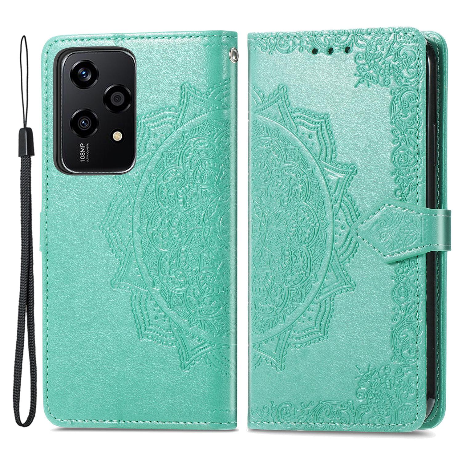 

For Honor 200 Lite Case Stand Function Embossed Mandala Pattern PU Leather Phone Cover Green