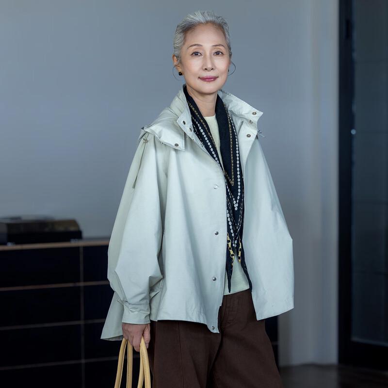 Women's Casual Hooded Cape Windbreaker Jacket