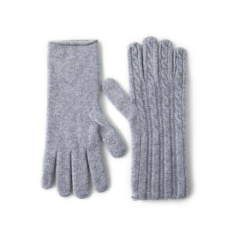 

Cashmere Women s Autumn and Winter Thickened Warm Knitted Gloves with Twisted Patterns and Extended Finger Parts in Solid Color for Outdoor Cycling One Size