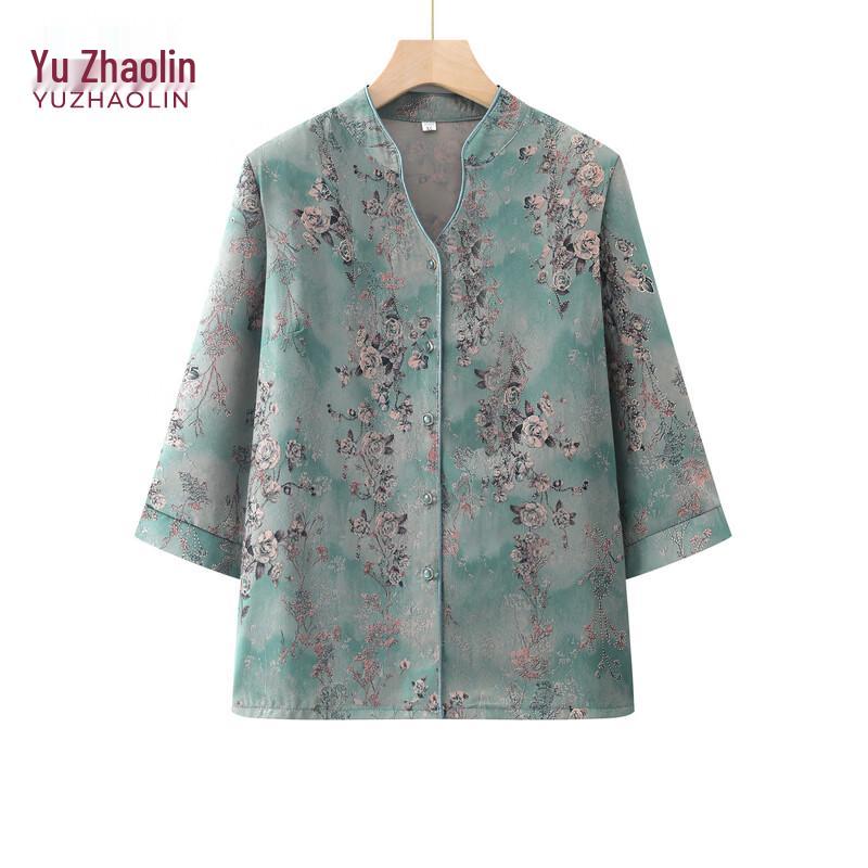 Yuzhaolin New Chinese Style Mom s Summer Seven-Sleeve Set 5XL