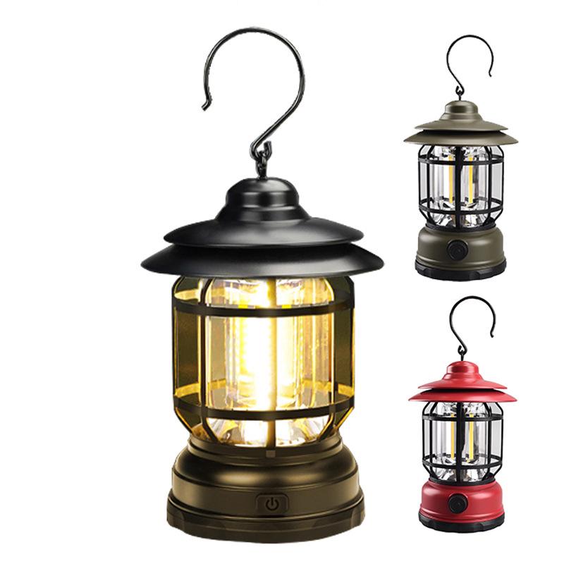 "Hot Sale Multifunctional Waterproof Retro COB Lantern: Portable Outdoor Camping & Household Tent Lamp"
