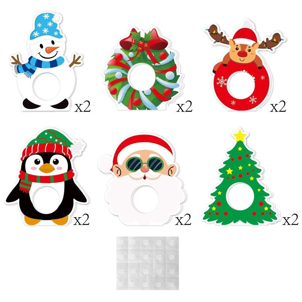 12pcs Santa Claus Snowman Elk Christmas Candy Paper Card Merry Christmas Decorations  Party Favors