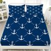 New Nautical Ocean Anchor Bedding Sets Ocean Spirit Fitted Sheet Queen Single Size Bed Linen with Pillowcase Teens Boys Gift