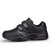 Men's Adjustable Hook And Loop Leather Sneakers Pure Black Casual Sports Shoes Big Size 47 48 Elderly Walking Shoes