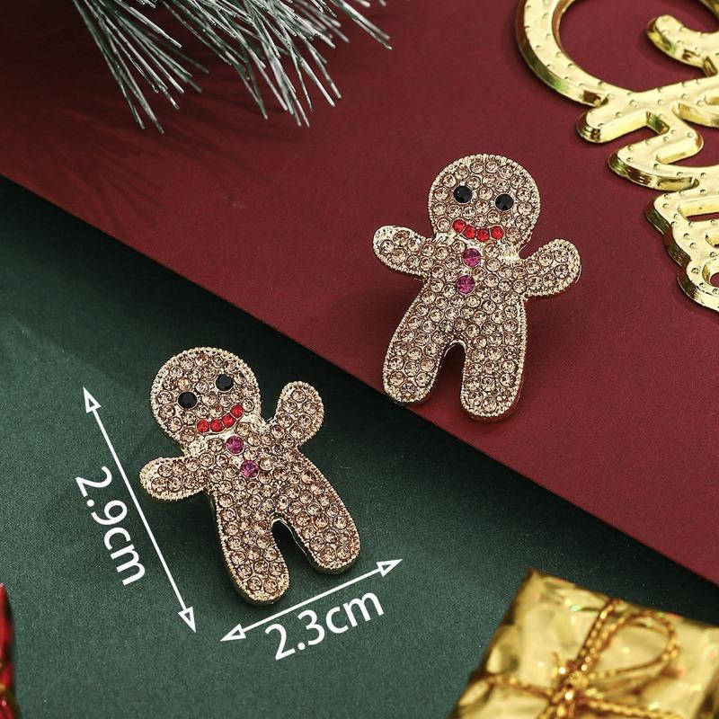 Personalized Jewelry Christmas Alloy Stud Earrings Christmas Hat Elk Point Diamond Christmas Tree Gingerbread Man Earrings