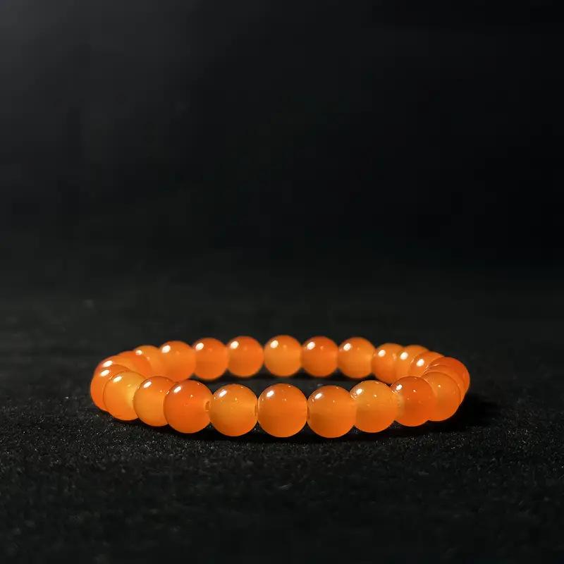 8mm Orange Crystal Bracelet: Simple, Stylish Bracelet for Men and Women