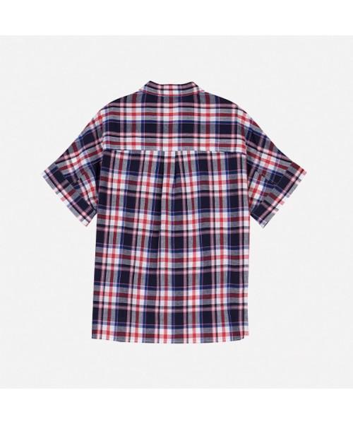 BANGBANG Women'S Multi Check Oversized Short Sleeve Shirt (Csm308)