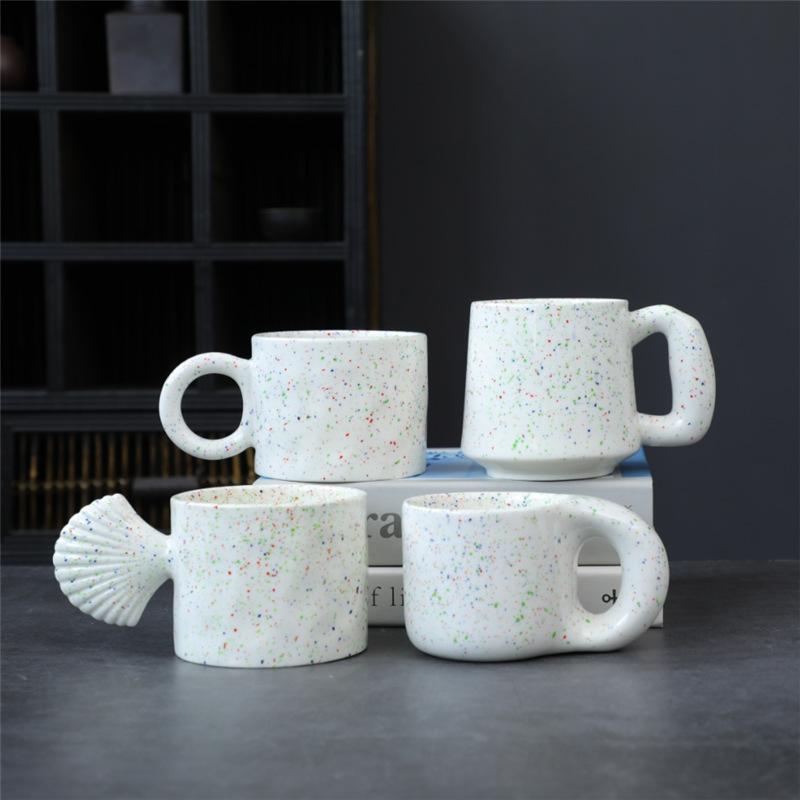 Chubby Ceramic Creative Water Cup Korean Ink Splashing Breakfast Ceramic Couple Cup Personalized Coffee Cup