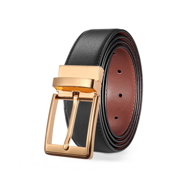 eather in uckle Belt en's ift Box owhide Men's Business Casual Jeans ouble-sided imple Belt