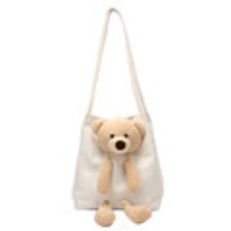 Autumn Bear Bag Women's, New Trendy Fashion Canvas Bag Women's Shoulder Tote Bag Student Handbag