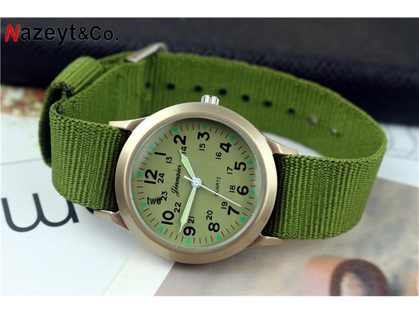 

Светящиеся нейлоновые часы для учеников начальной и средней школы - Детская модная парусиновая модель в военном стиле