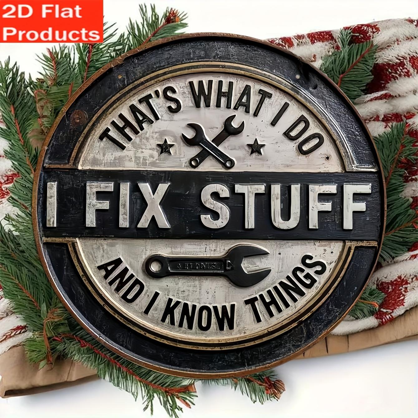 

2D Flat Vintage Humorous I Fix Things Wooden Sign - Rustic Garage Decor with Wrench & Screwdriver Design, Perfect for Mechanics 20*20cm