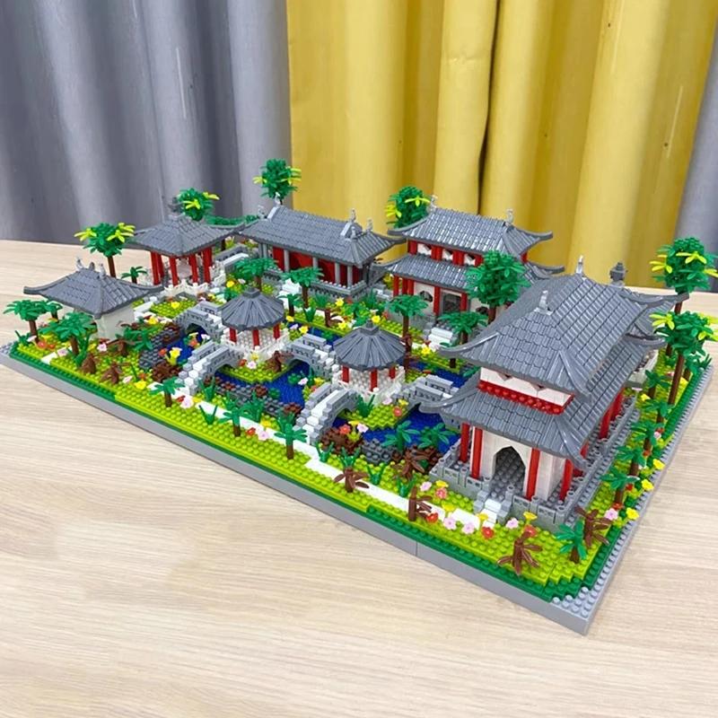 Architecture Micro Building Blocks Model Tower West Lake Trees DIY Diamond Bricks with Light Toys for Kids Adults Gift