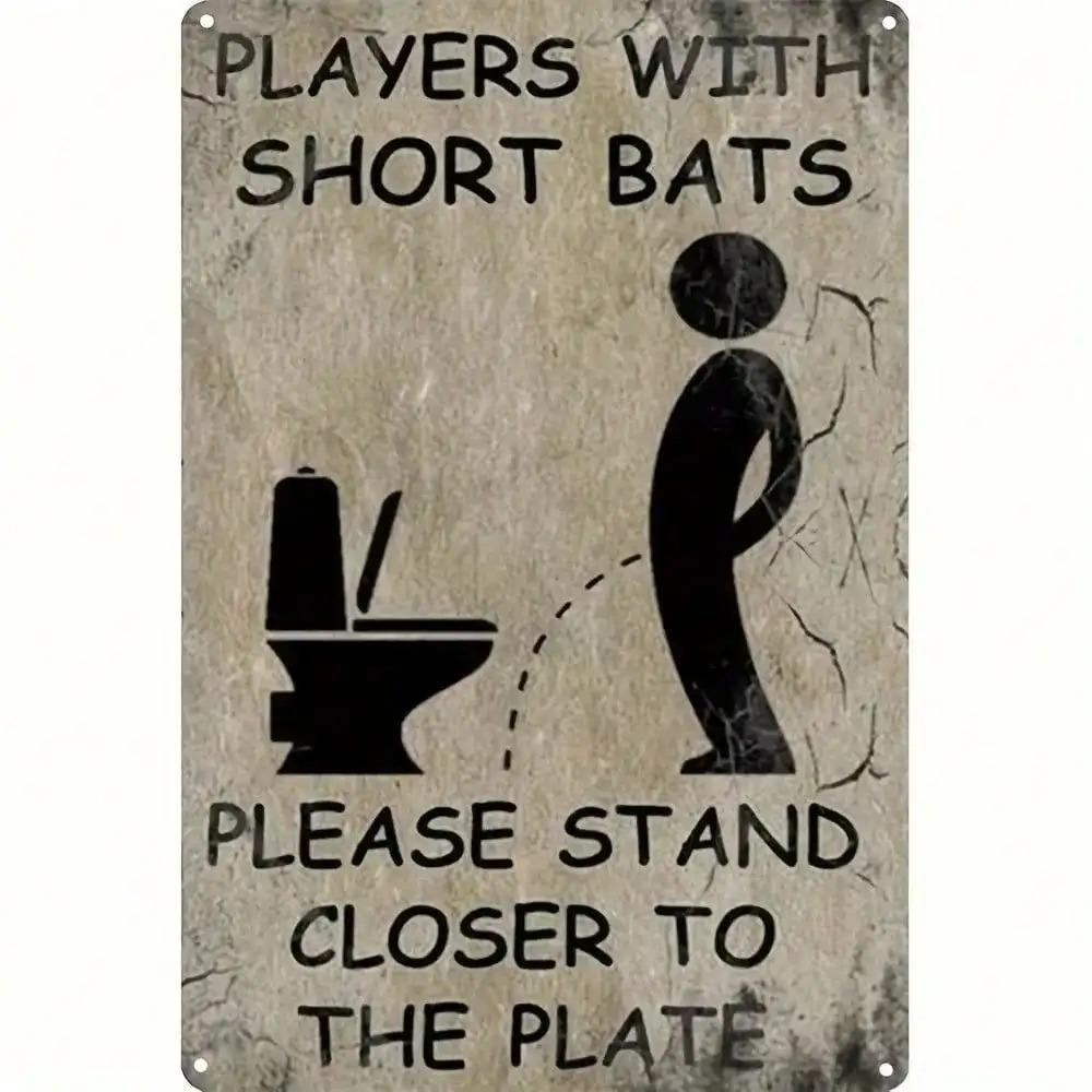 

2D Flat Players With Short Bats Humorous Retro Metal Sign Baseball Decor Sports Fan Home Wall Art Gift 20x30cm
