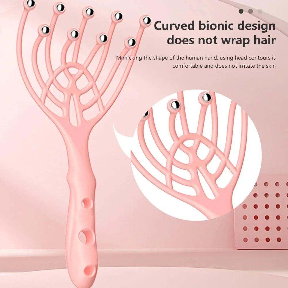 Massaggiatore per la Testa Cuoio Capelluto Collo Pettine Rullo Cinque Dita 9 Artigli Sfera d'Acciaio Assistenza Sanitaria Sollievo dallo Stress Artefatto Estrazione dell'Anima 1 Pz