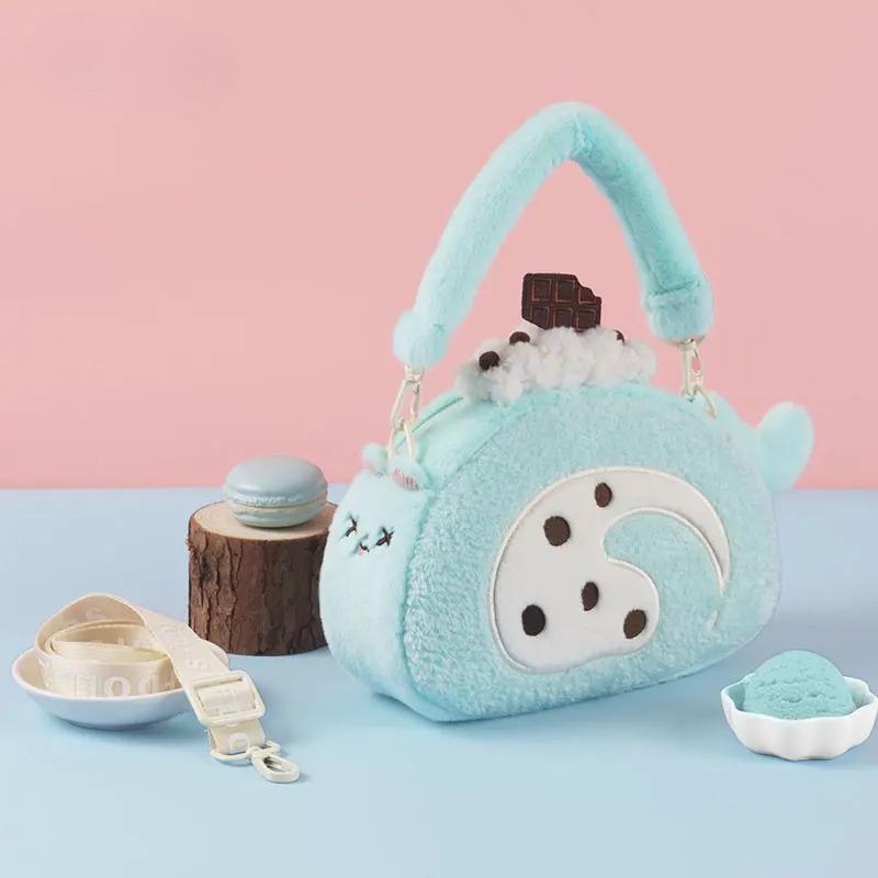 Borsa a tracolla in peluche Lolita carina Borsa a tracolla morbida e dolce con animale imbottito Borsa a mano versatile Kawaii per ragazze