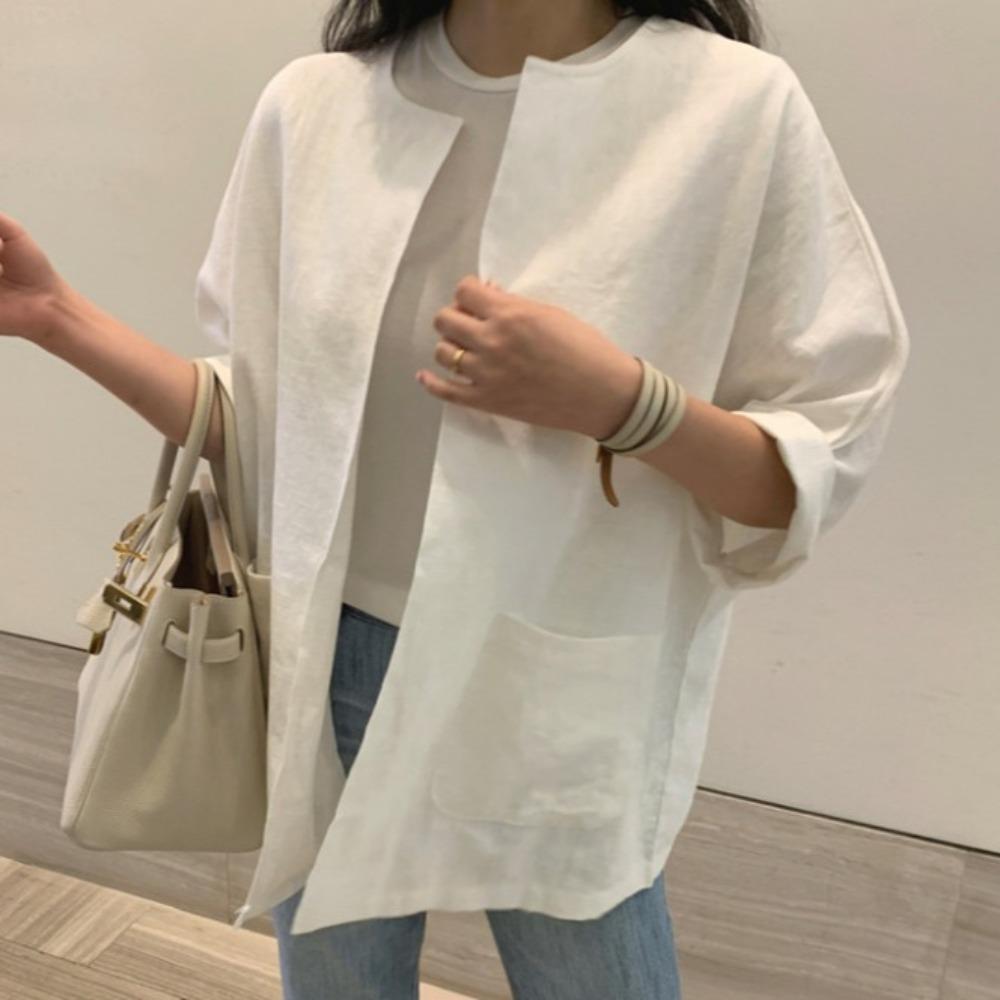 Silk Cotton Linen Top Women Spring Summer New Retro Simple T-shirt for Women