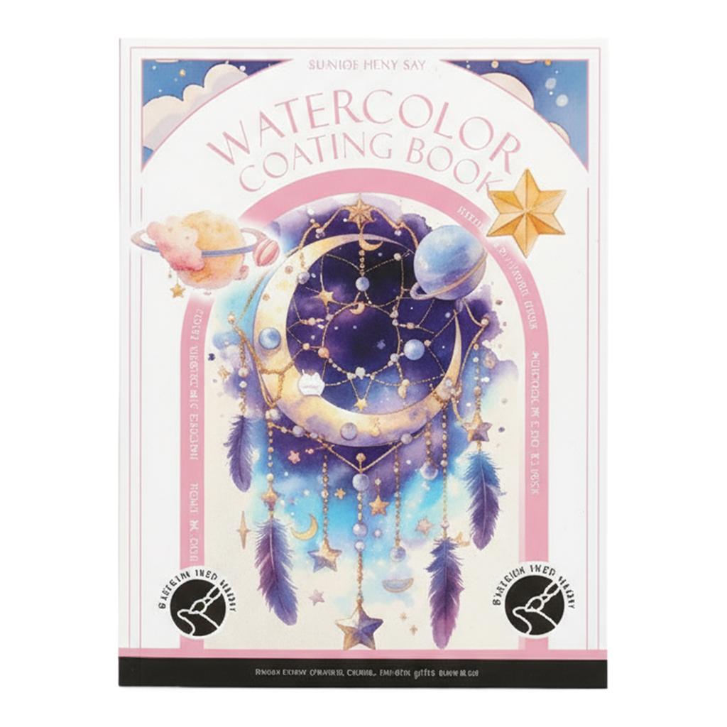 Water Color Paper Book Paint Set with 12 Colors Paint Cakes and Brush Watercolor Workbook Kids Graffiti Drawing Art Stationery