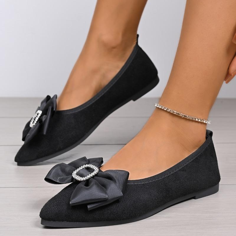 Fashion Pointed Toe Fashion Women's Flats Spring Casual Slip On Women's Ballet Shoes 2025 Rhinestone Bow Flat Shoes Ladies Zapatos Mujer