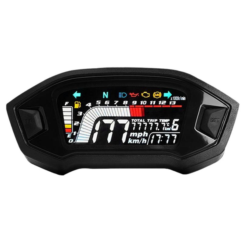 Y90A-Universal Motorcycle LCD Digital Speedometer 13000RPM Backlight Digital Odemeter Tachometer For 1,2,4 Cylinder Black Type A