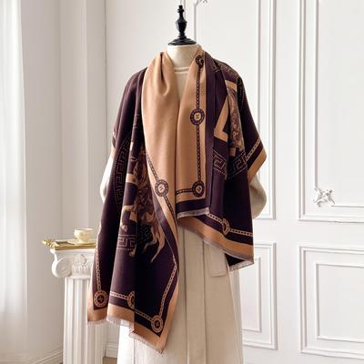 Luxury Design War Horse Print Thick Scarf Women Winter Scarfs Fashion Big Size Hijabs Scarves For Ladies Shawls Wraps Pashmina
