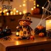 Vintage Tabletop Centerpieces Wooden Halloween Figurine with Lantern, Pumpkin Scarecrow Skeleton Mummy Ghost Witch Indoor Holiday Party Supplies