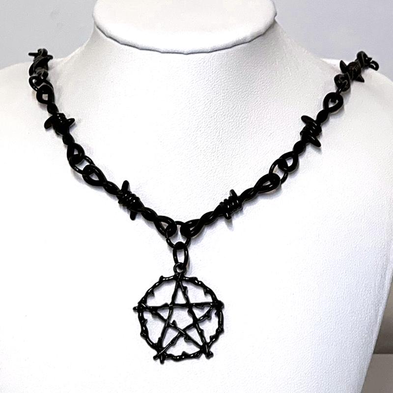 Small wire Brambles Iron  Black Star Choker Necklace Women Hip-hop Gothic Punk Style Barbed Wire Little thorns Chain Choker Gift