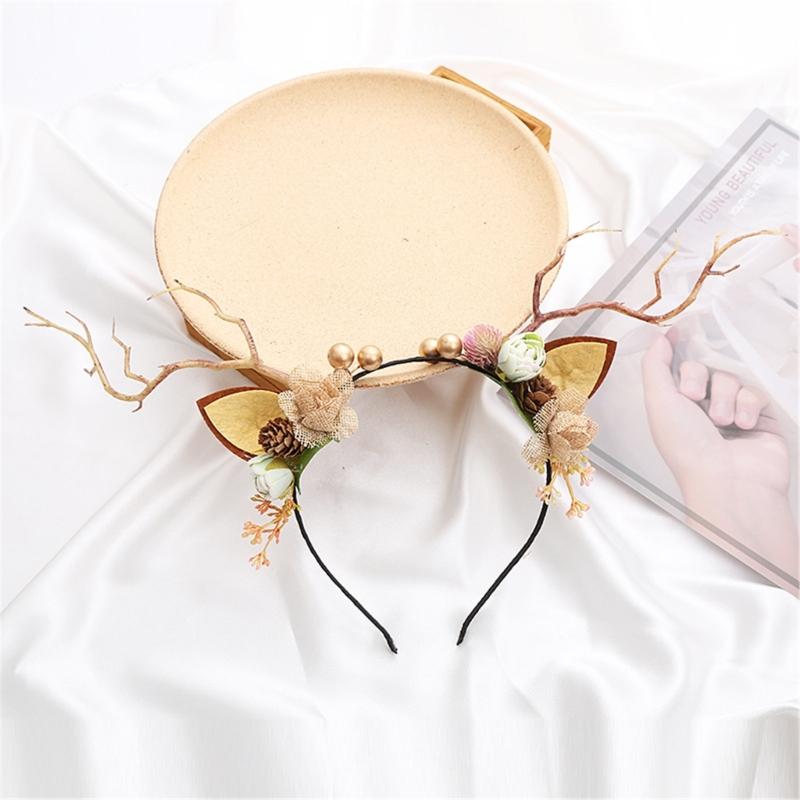 Cute Tree Branch Reindeer Antler Hair Hoop Women Photography Makeup Headband for Christmas Party Hair Accessories