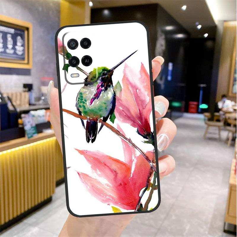 Kolibri och Blommor Fodral För Oppo A98 A18 A38 A58 A78 A60 A80 A40 A96 A76 A16 A94 A74 A54 A15 A17 A57 A77 A5 Pro
