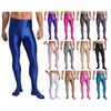 Mens Glossy Stretchy High Waist Fake Two Piece Tights Pants Leggings Yoga Wear