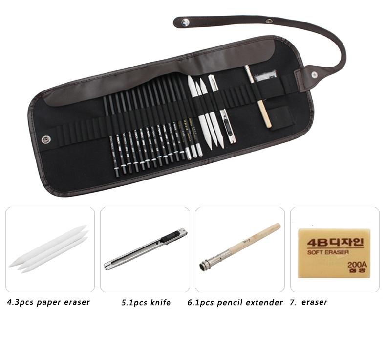 30Pcs Charcoal Earser Knife Drawing Pencil Sketch Painting Canvas Pencil Bag Set Christmas Gift for Kid
