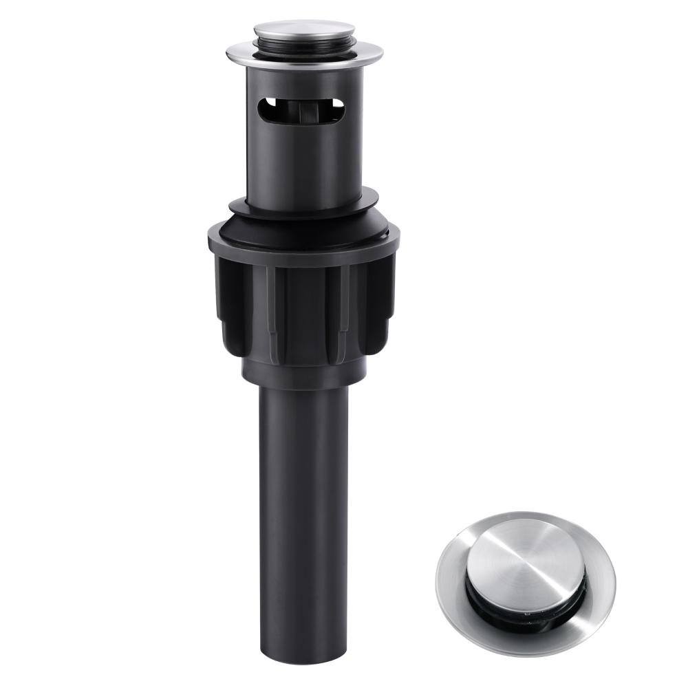Bathroom Sink Drain with Overflow Vessel Sink Stopper, Lavatory Vanity Vessel Sink Drain Assembly, Brushed Nickel Pop up Drain (as the picture,Plastic ABS)
