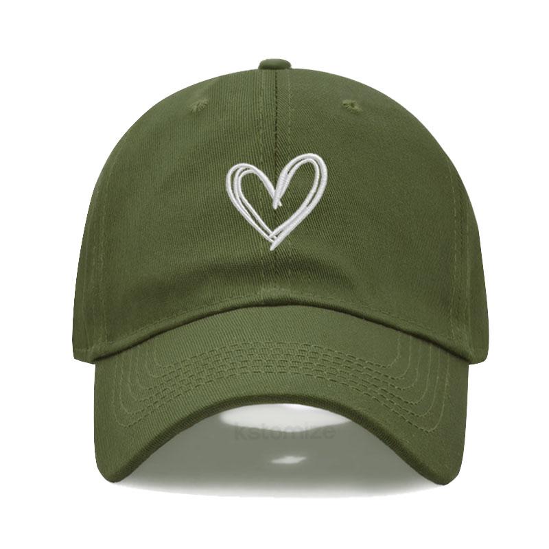 Unisex Soft Cotton Dad Hat Heart Embroidery Baseball Cap For Women Men Adjustable Unisex Casual Sports Caps