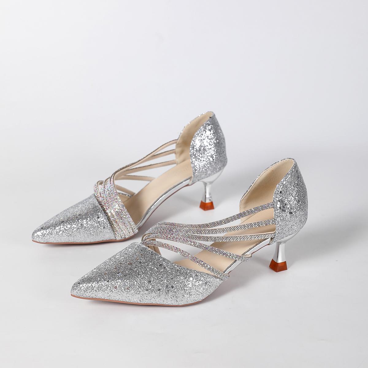 

Модные женские туфли для современных танцев с блестками, бальные туфли для танго и латины, легкие босоножки на высоком каблуке, роскошные туфли для бальных танцев 35 серебряный