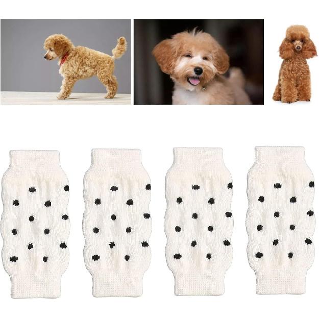 Zerodis 4pcs Dog Elbow Protector, Elastic Pet Leg Hock Protectors Warm Dog Hock Covers Pet Leg Sleeves Knitted Pet Leg Warmers Leg Support Wrap