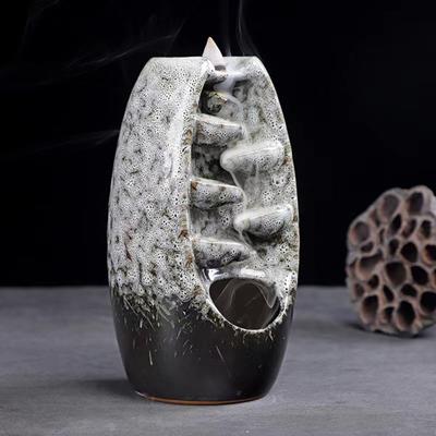 Backflow Incense Burner with 10 Cones Creative Air Freshener Waterfall Incense Cone Holder Home Zen Decoration Aromatherapy Ornament for Spa